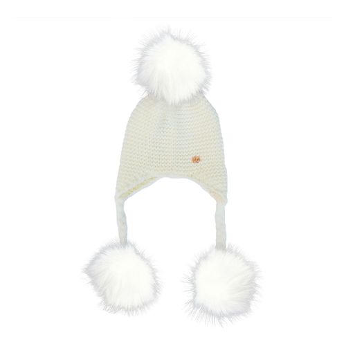 Kids White Hat with White Pom Poms - Look Like Cool - Modalova