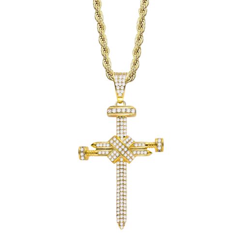 K Gold Cz Cross Necklace - Stephen Oliver - Modalova