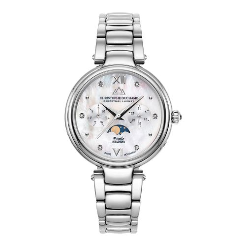 Women's Gold/White Mother Of Pearl Swiss Watch 36mm - Christophe Duchamp - Modalova