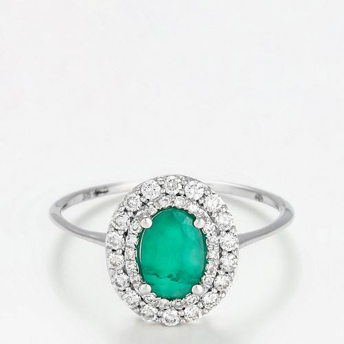 Silver/Green Emerald Ring - Diamantini - Modalova