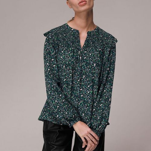 Green Printed Shirred Blouse - WHISTLES - Modalova