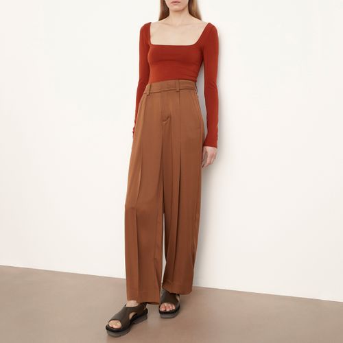 Tan Tailored Wide Leg Trouser - Vince - Modalova