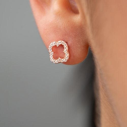 Rose Gold Cleef Earrings - Elika - Modalova