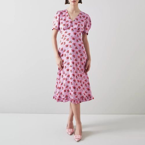 Lilac Floral Elson Silk Midi Dress - L K Bennett - Modalova