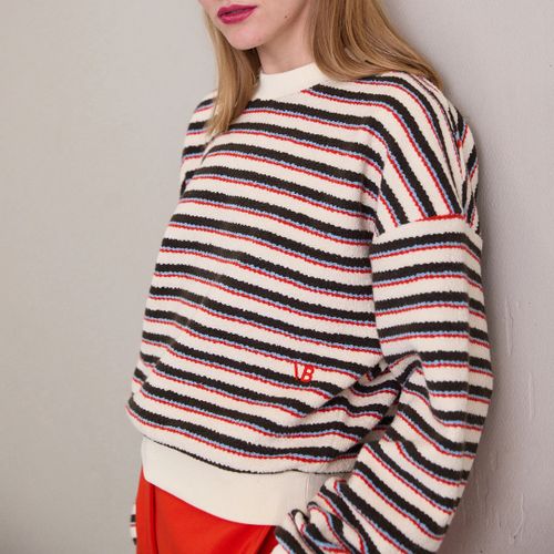 Stripe Cropped Cotton Sweatshirt - Victoria Beckham - Modalova