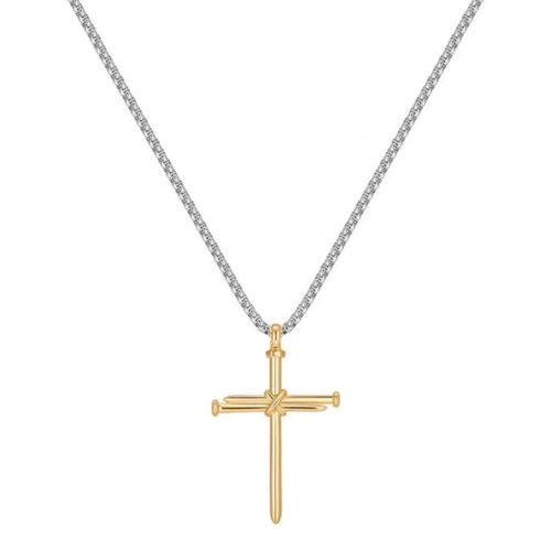 K & Silver Two Tone Nail Cross Necklace - Stephen Oliver - Modalova