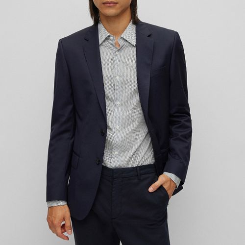 Dark Blue Hayes Wool Suit Jacket - BOSS - Modalova