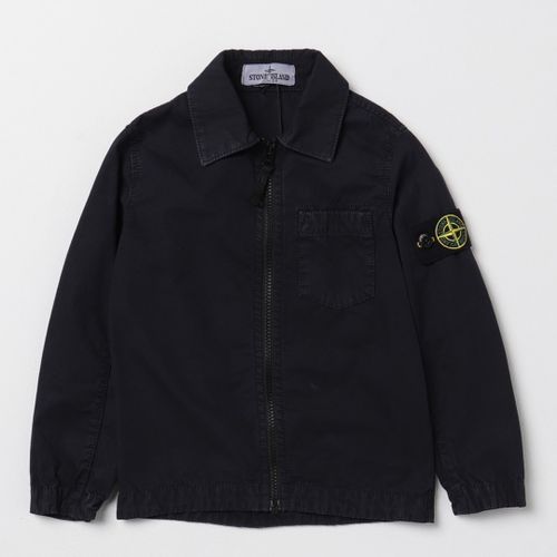 Navy Brushed Cotton Overshirt - Stone Island - Modalova