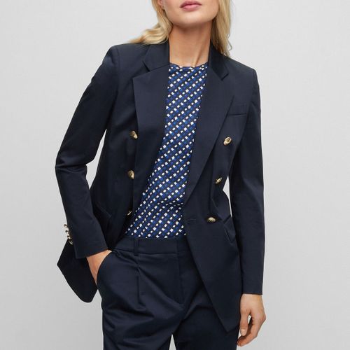 Navy Jatera Cotton Blend Blazer - BOSS - Modalova