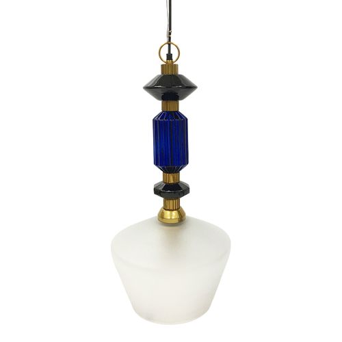 Alena Ink blue and frosted glass pendant E27 60W - The Libra Company - Modalova