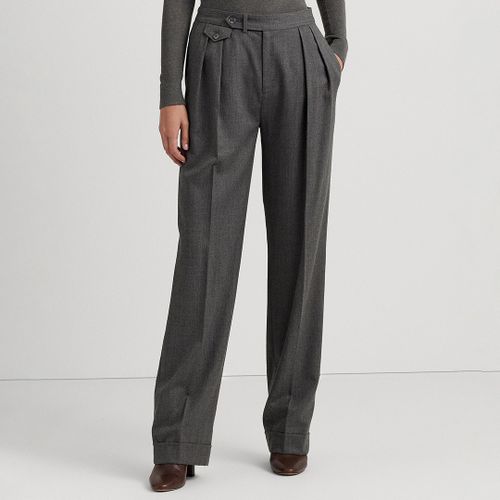 Charcoal Pleated Straight Wool Trousers - Lauren Ralph Lauren - Modalova