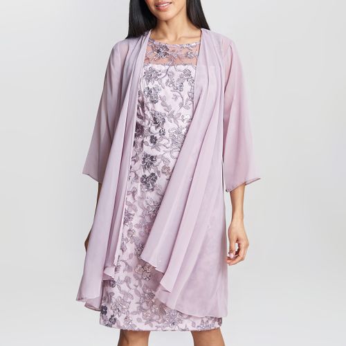 Lilac Gladys Embroidered Shift Dress And Jacket - Gina Bacconi - Modalova