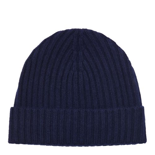 Navy Ribbed Cashmere Beanie - Laycuna London - Modalova