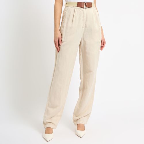 Beige Wide Leg Trousers - Emporio Armani - Modalova