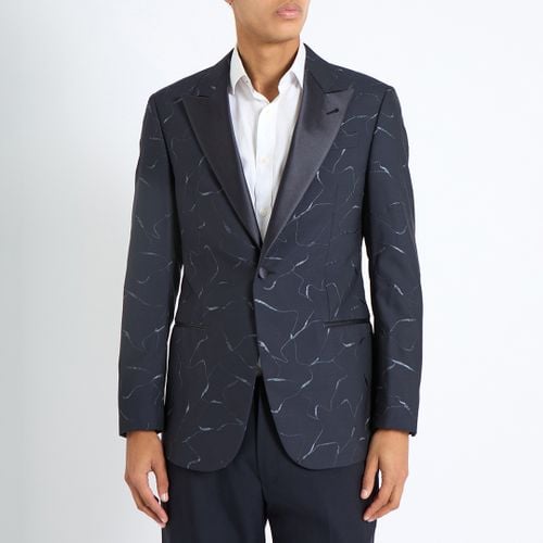 Printed Wool Blend Dinner Jacket - Emporio Armani - Modalova