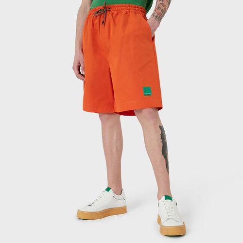 Orange Drawstring Cotton Shorts - Emporio Armani - Modalova