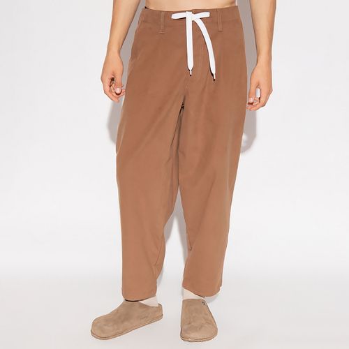 Camel Drawstring Cotton Blend Trousers - Emporio Armani - Modalova