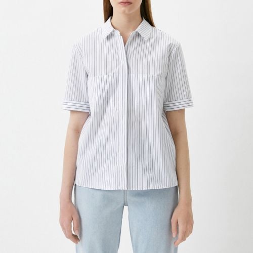 White Stripe Cotton Shirt - Emporio Armani - Modalova