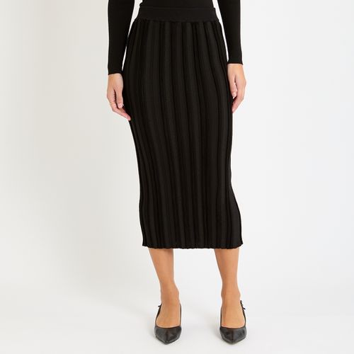 Black Ribbed Midi Skirt - Emporio Armani - Modalova