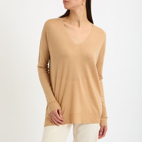 Beige V-Neck Wool & Cashmere Blend Jumper - Vince - Modalova