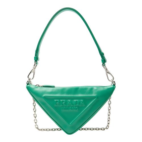 Green Leather Triangle Shoulder Bag - Prada - Modalova