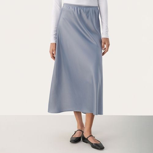 Blue Satin Rins Midi Skirt - Part Two - Modalova