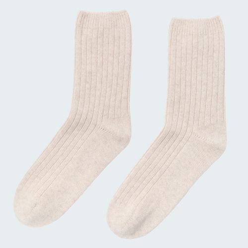 Cream Cashmere Ribbed Bed Socks - NÂ°Â· Eleven - Modalova