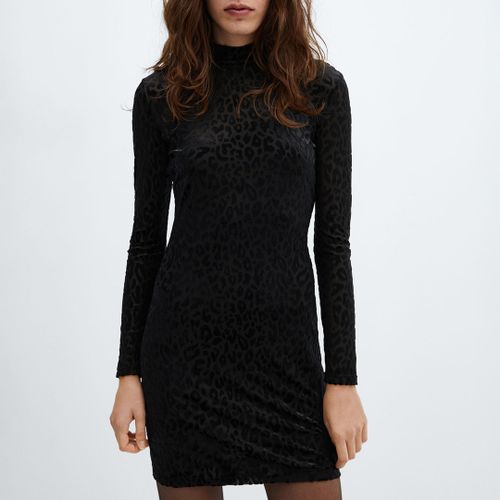 Black Animal-Print Velvet Dress - Mango - Modalova