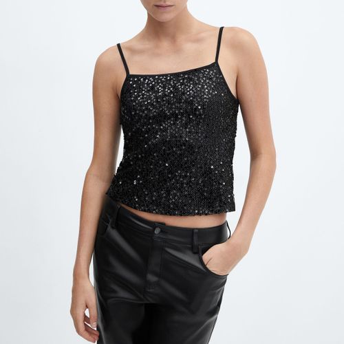 Black Sequin Vest Top - Mango - Modalova