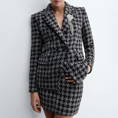 Grey/Black Houndstooth Blazer - Mango - Modalova