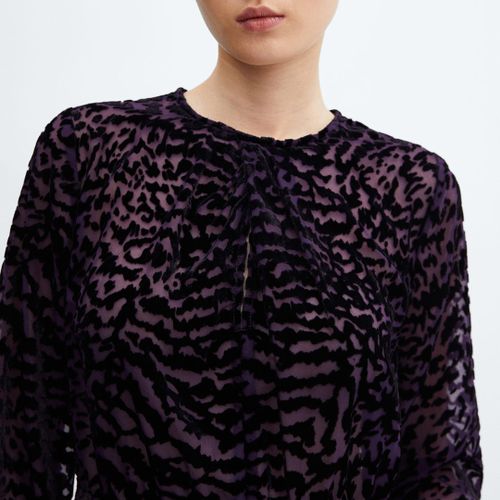 Black Animal-Print Velvet Dress - Mango - Modalova