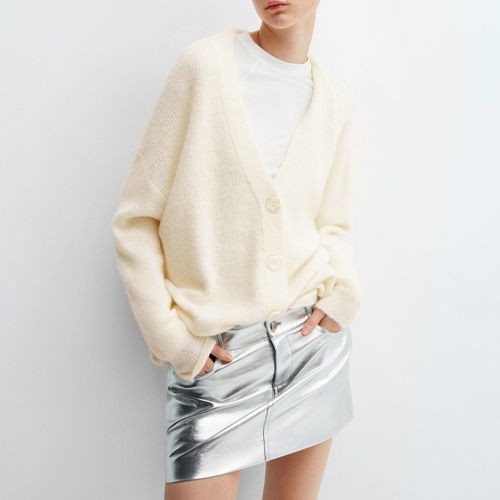 White V-Neck Knitted Cardigan - Mango - Modalova