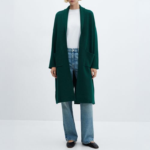 Forest Green Oversized Knitted Coat - Mango - Modalova