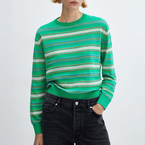 Green Round-Neck Striped Sweater - Mango - Modalova