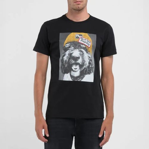 Black Dog Print Jersey T-Shirt - Replay - Modalova