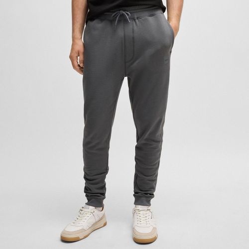 Grey Patch Logo Cotton Joggers - BOSS - Modalova