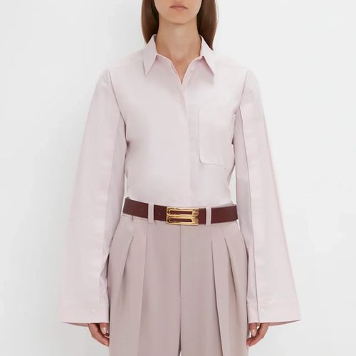 Pink Organic Cotton Cropped Shirt - Victoria Beckham - Modalova