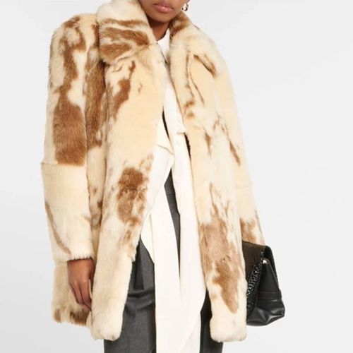 Cream Shrunken Faux Fur Coat - Victoria Beckham - Modalova