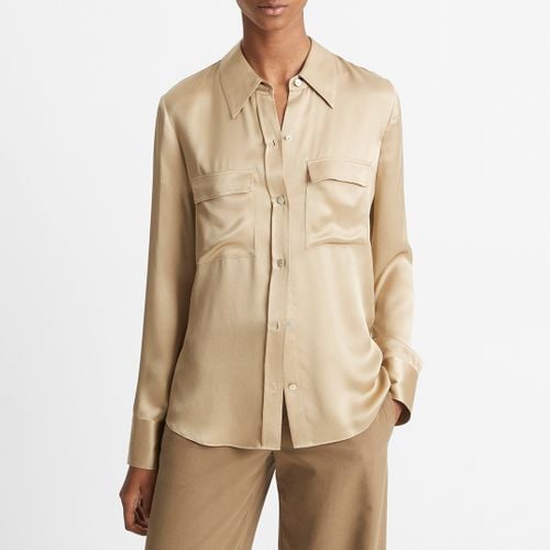 Beige Silk Chest Blouse - Vince - Modalova