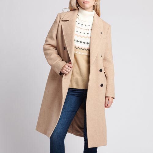 Oatmeal Herringbone Wool Blend Coat - U.S. Polo Assn. - Modalova