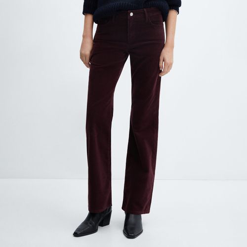 Burgundy Flare Leg Corduroy Trousers - Mango - Modalova