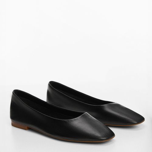 Black Leather Ballet Flats - Mango - Modalova