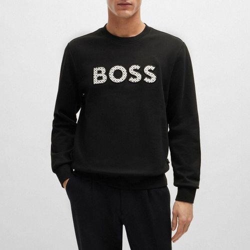 Black Embroidered Cotton Sweatshirt - BOSS - Modalova