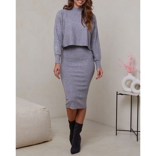 Grey Sequin Cashmere Blend Dress - SOFT CASHMERE - Modalova