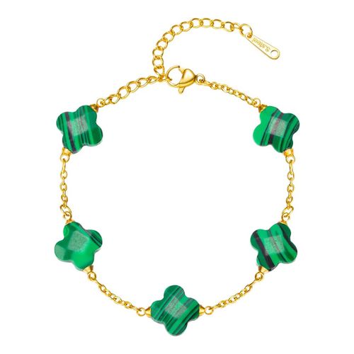 K Gold Malachite Motif Bracelet - Liv Oliver - Modalova