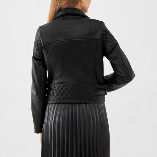 Black Quilted Leather Biker Jacket - Bolongaro Trevor - Modalova