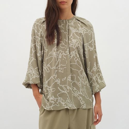 Khaki Printed Bishop Blouse - Inwear - Modalova