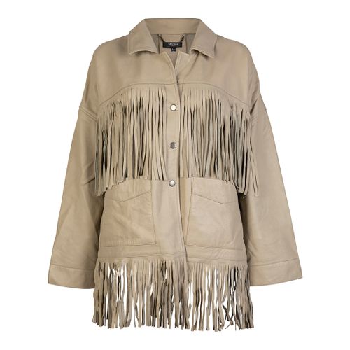 Cream Kate Fringed Leather Jacket - Muubaa - Modalova