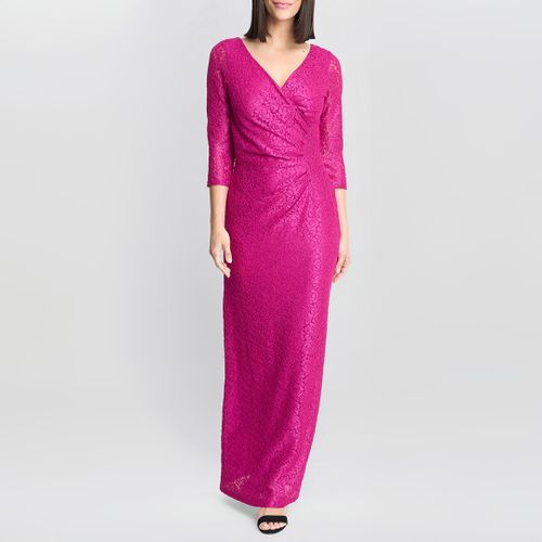 Fuschia Lace Wrap Maxi Dress - Gina Bacconi - Modalova