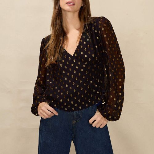 Black Printed V-Neck Blouse - Ro & Zo - Modalova